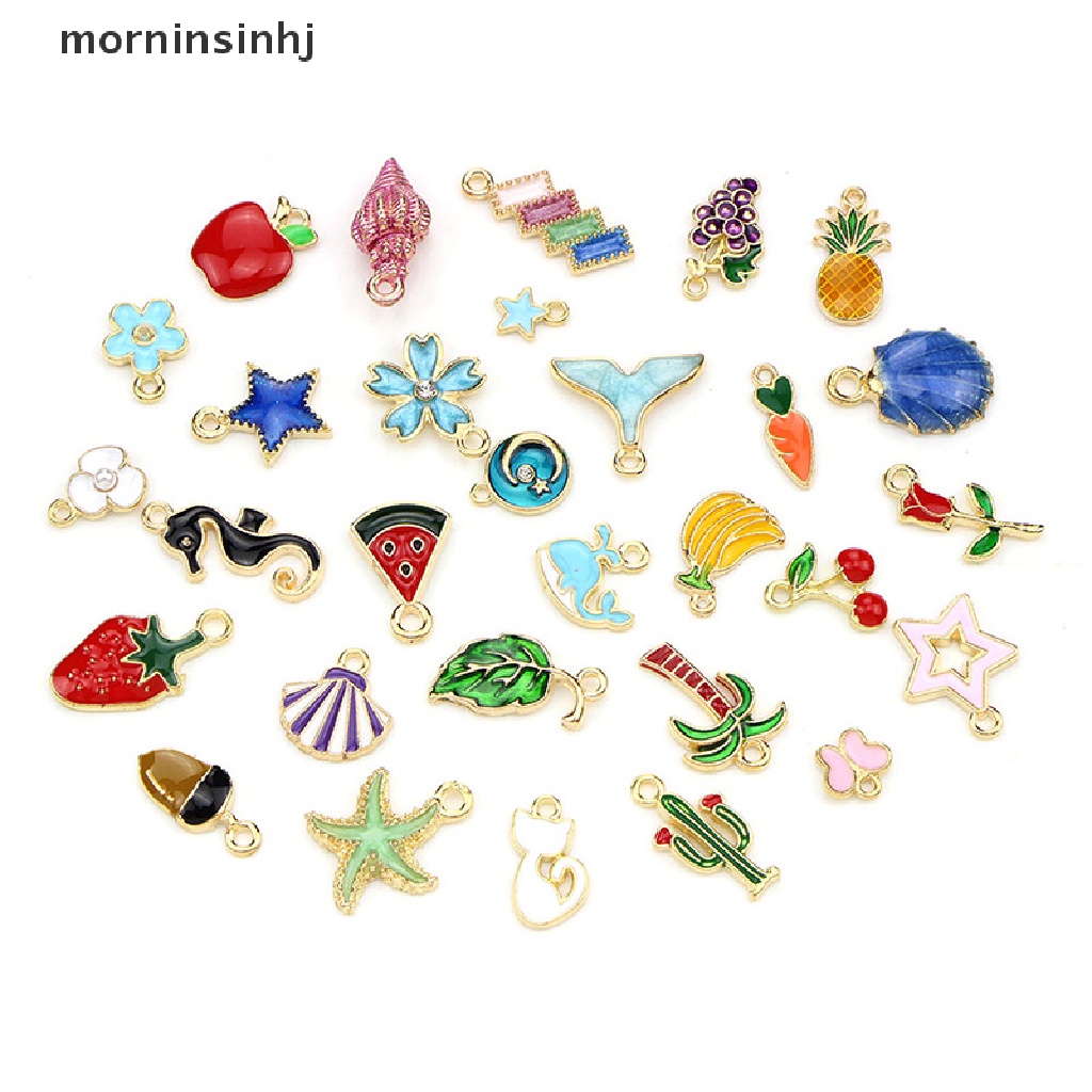 30pcs / set Liontin Enamel Charms Campuran Untuk Membuat Perhiasan