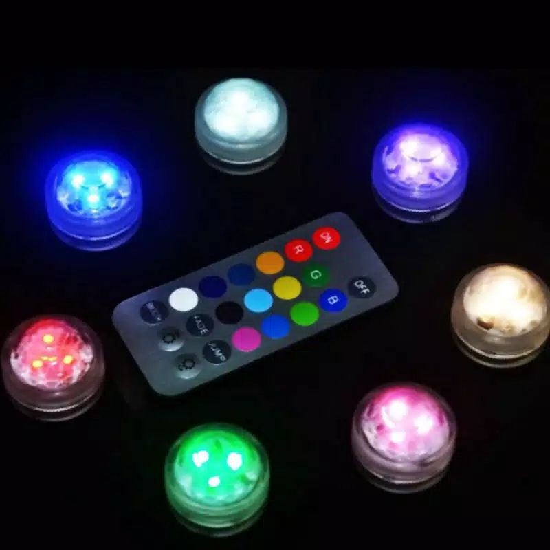 Led aquarium Mini baterai mode RGB led remote aquarium cupang