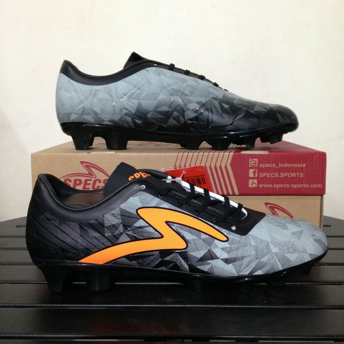 Sepatu Bola Specs Swervo Dynamite FG Black Palona Grey Original
