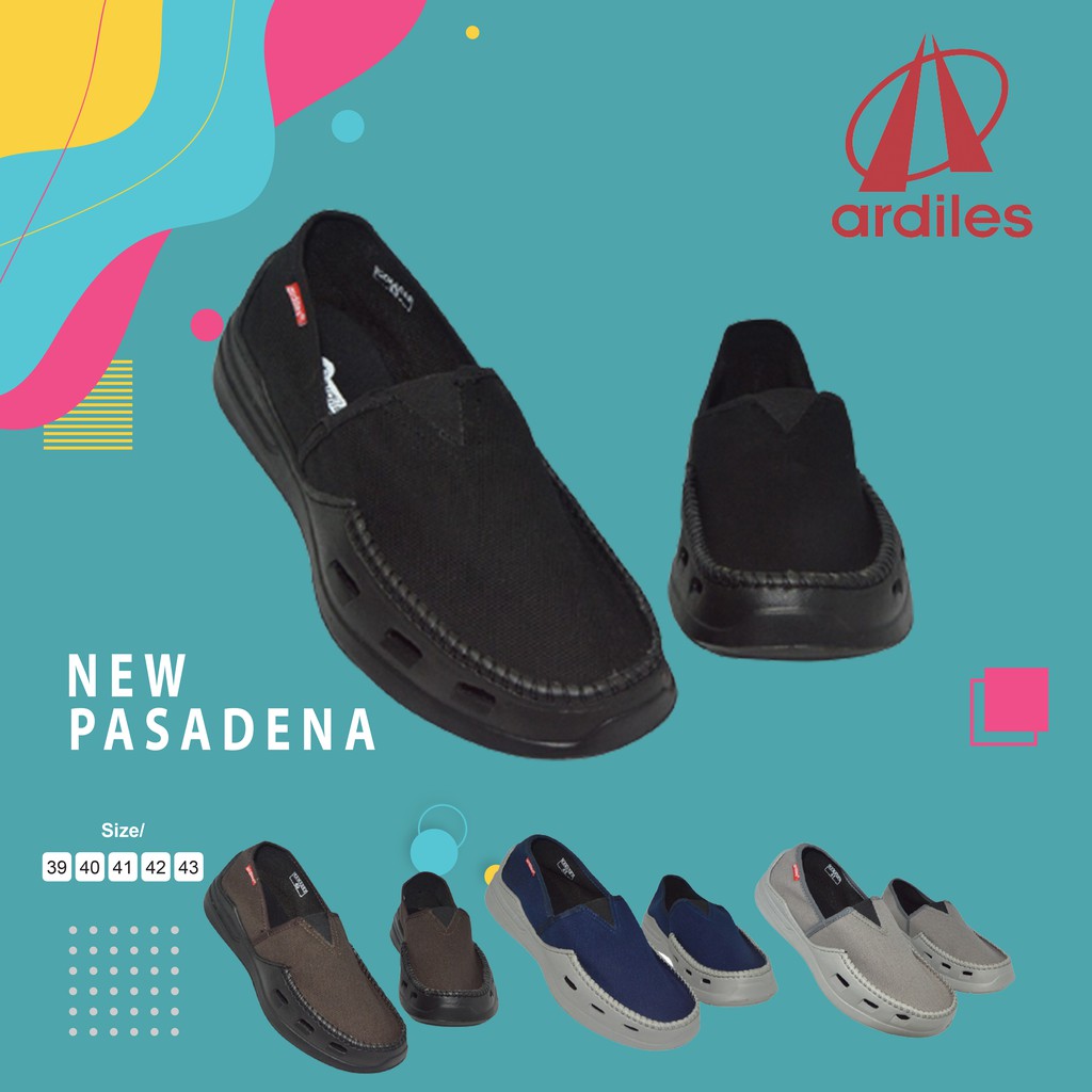 COD - Sepatu slip on pria ardiles original cowok promo terbaru new pasadena hitam full kerja santai