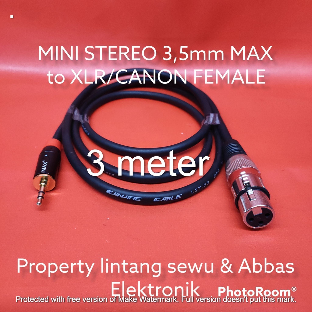 KABEL JEK MINI STEREO MAX TO XLR CANON FEMALE 3 meter