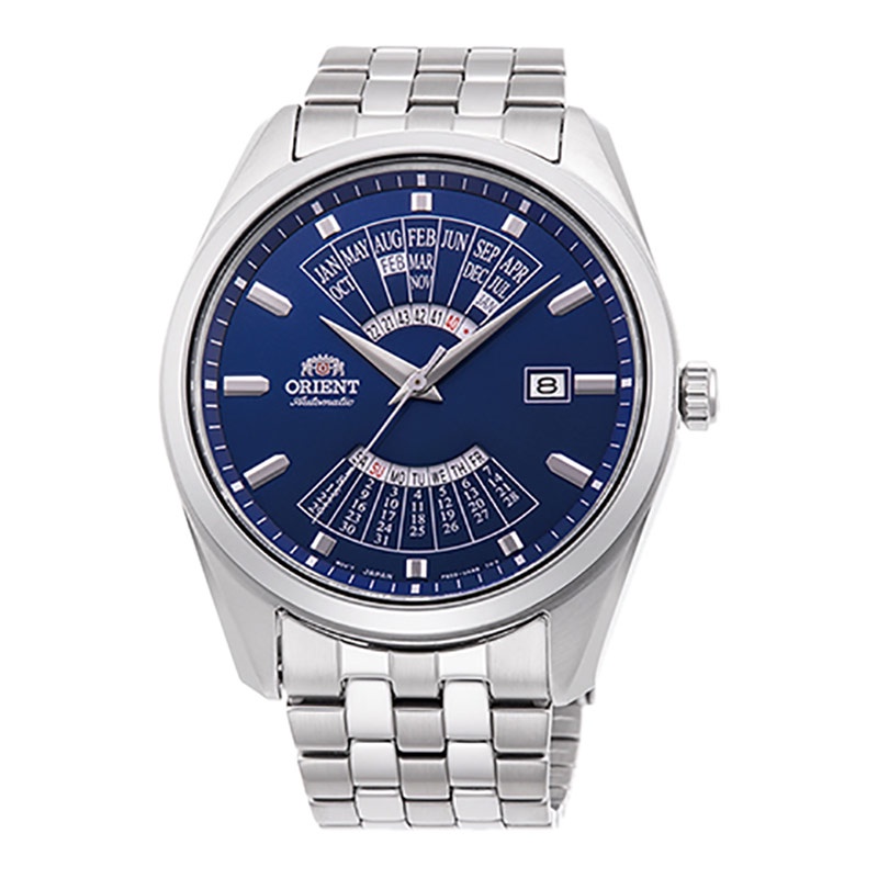 Jam Tangan Pria Orient Contemporary RA-BA0003L Multi Year Calendar Automatic Men Blue Dial Stainless