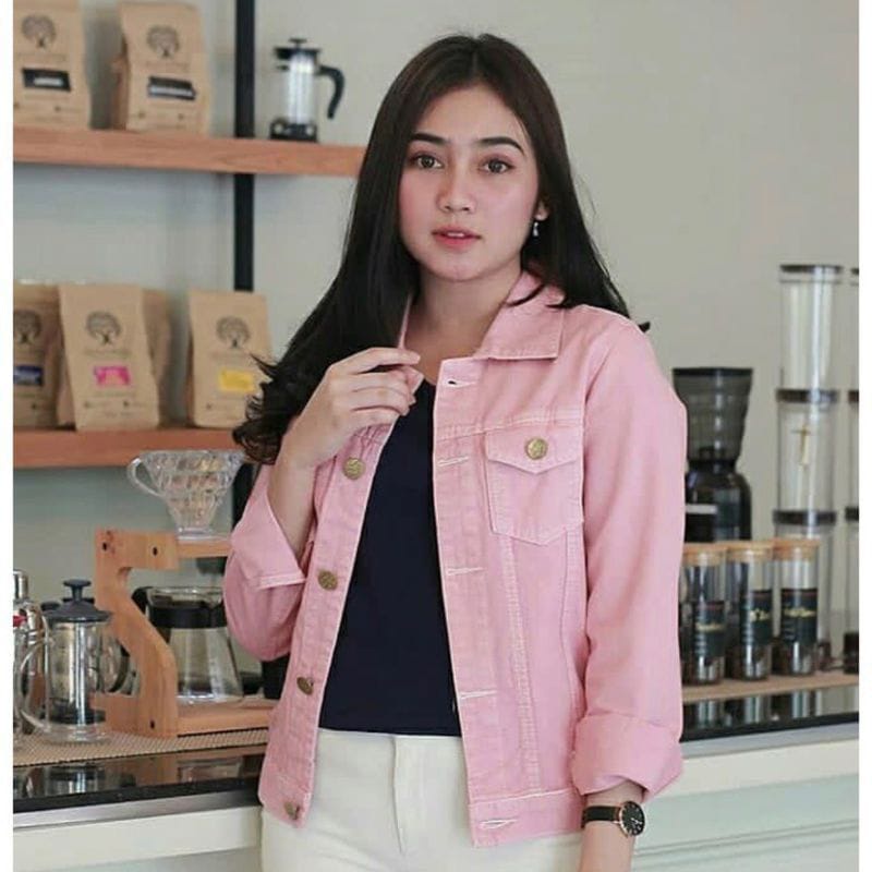 Jaket Crop Biondy Putih dan Mint I Jaket Jeans Trendy Korean Murah Premium