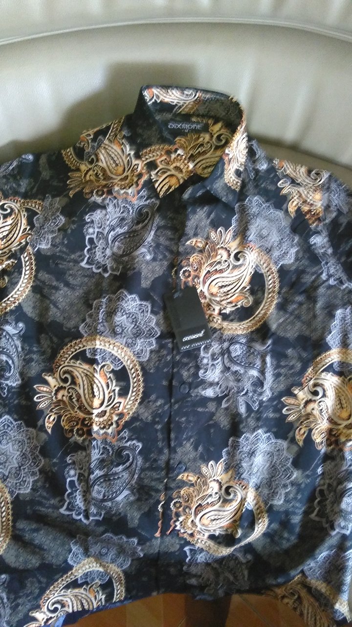 Kemeja Batik Pria Lengan Pendek Bs54 Katun Motif Modern Dixmont Semi Slimfit Premium