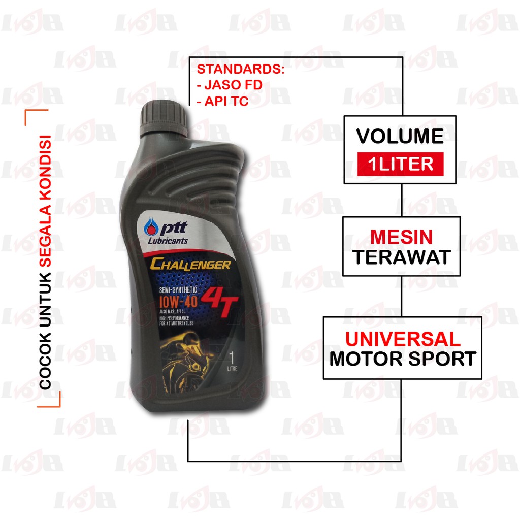 Oli PTT Challenger 4T SAE 10W40 JASO MA2 SL Lubricants Oil Motor 1L