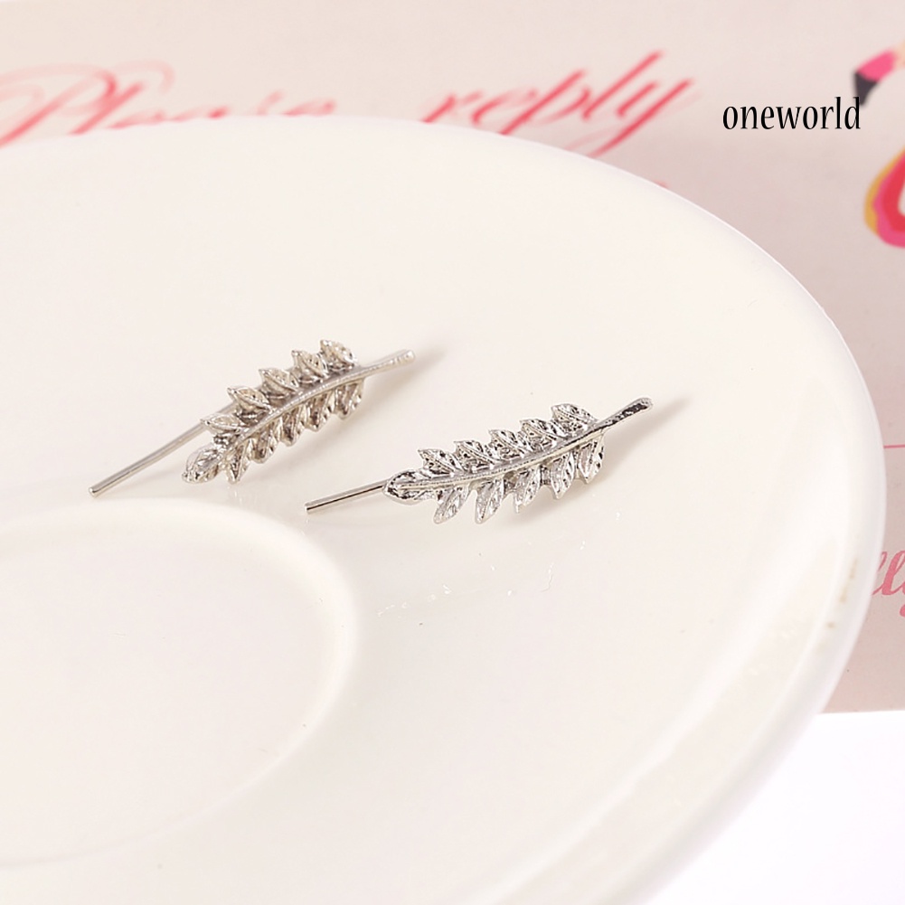 OW@ Fashion Women Party Jewelry Decor Elegant Plant Leaf Pattern Sweep Earrings