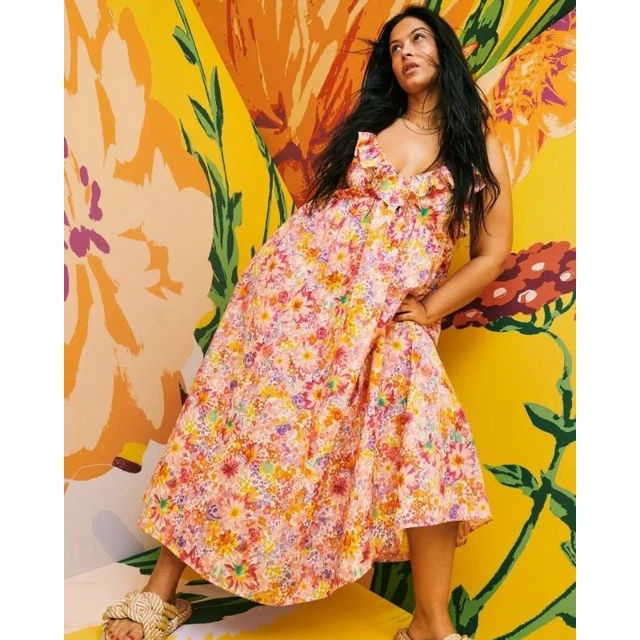 HM Flounce-trimmed Dress/Floral Dress