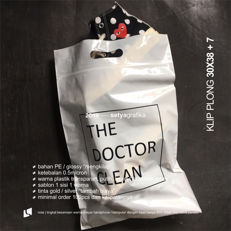 Plastik Klip Sablon Besar Handle 30cm atau Ziplock Plong Lubang