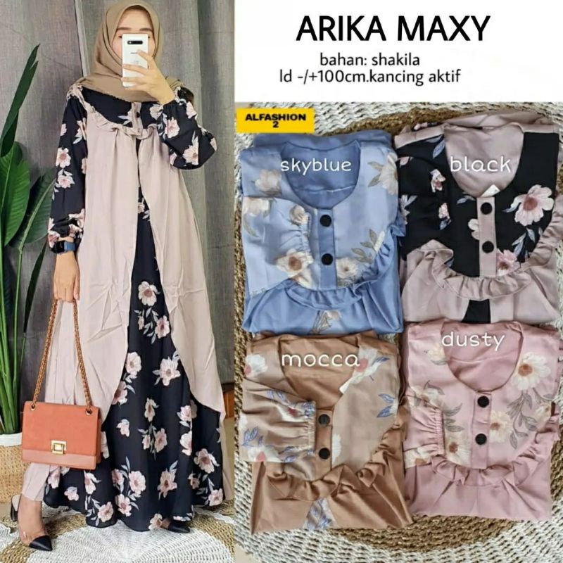 Arika Maxy, GAMIS LEBARAN CANTIK FIT XL LD 100 BAHAN SHAKILA IMPORT TERMURAH KEKINIAN OOTD