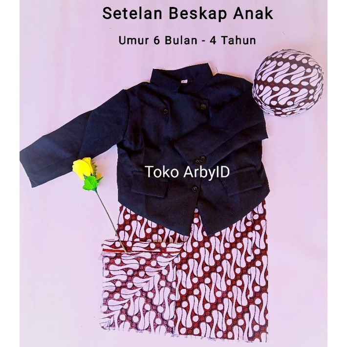 Beskap Anak / Setelan Baju Beskap Bayi / Setelan Anak Laki- Laki/ Tedak Sinten/ Turun Tanah