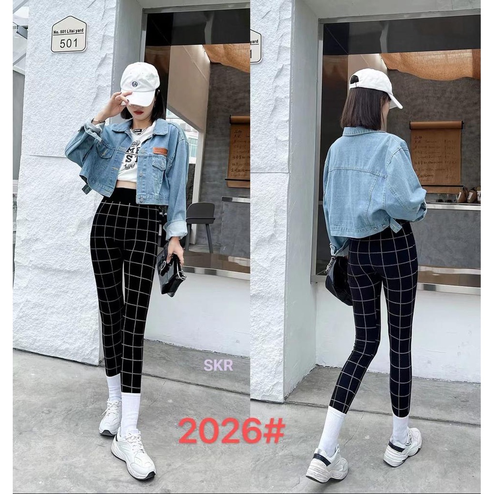 CELANA LEGGING WANITA MOTIF KOTAK IMPORT