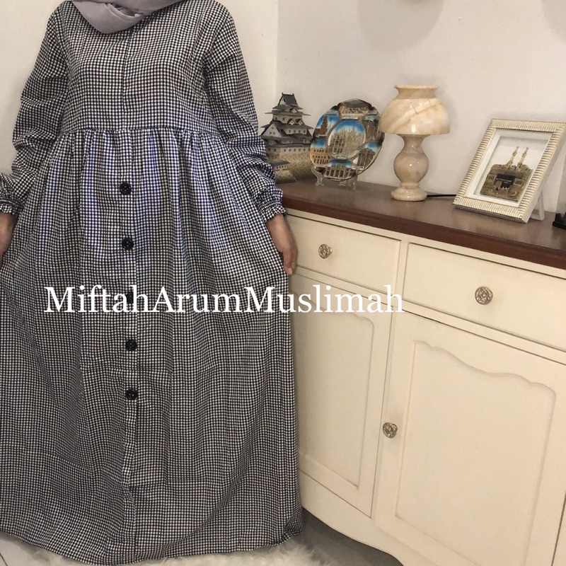 Gamis Katun Jepang motif kotak