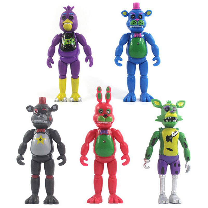 6PCS FNAF Five Nights At Freddy's Light Up Action Figures Movable Joint Game Toy