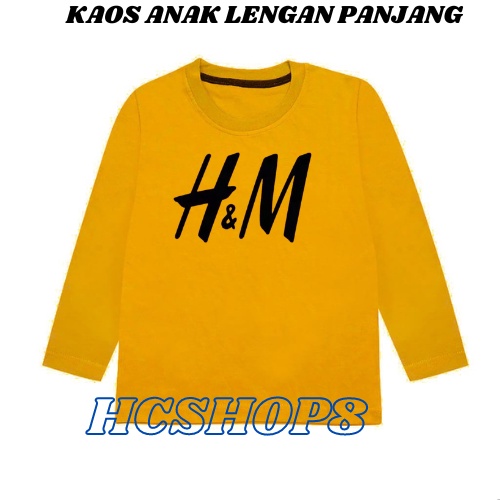 Kaos Anak Laki Laki Perempuan Lengan Panjang H Tengah Usia 2-16 Tahun Unisex Cowok Cewek