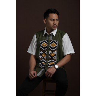 THE PATEUNUS Kemeja Batik Pria Asli Modern Kombinasi  