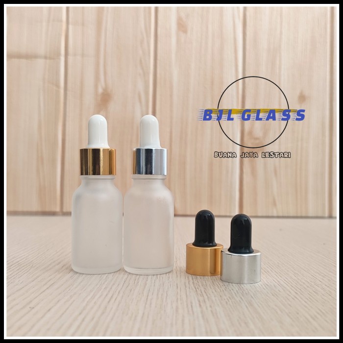 botol kaca pipet 15ml bening frosted / botol serum tetes 15ml