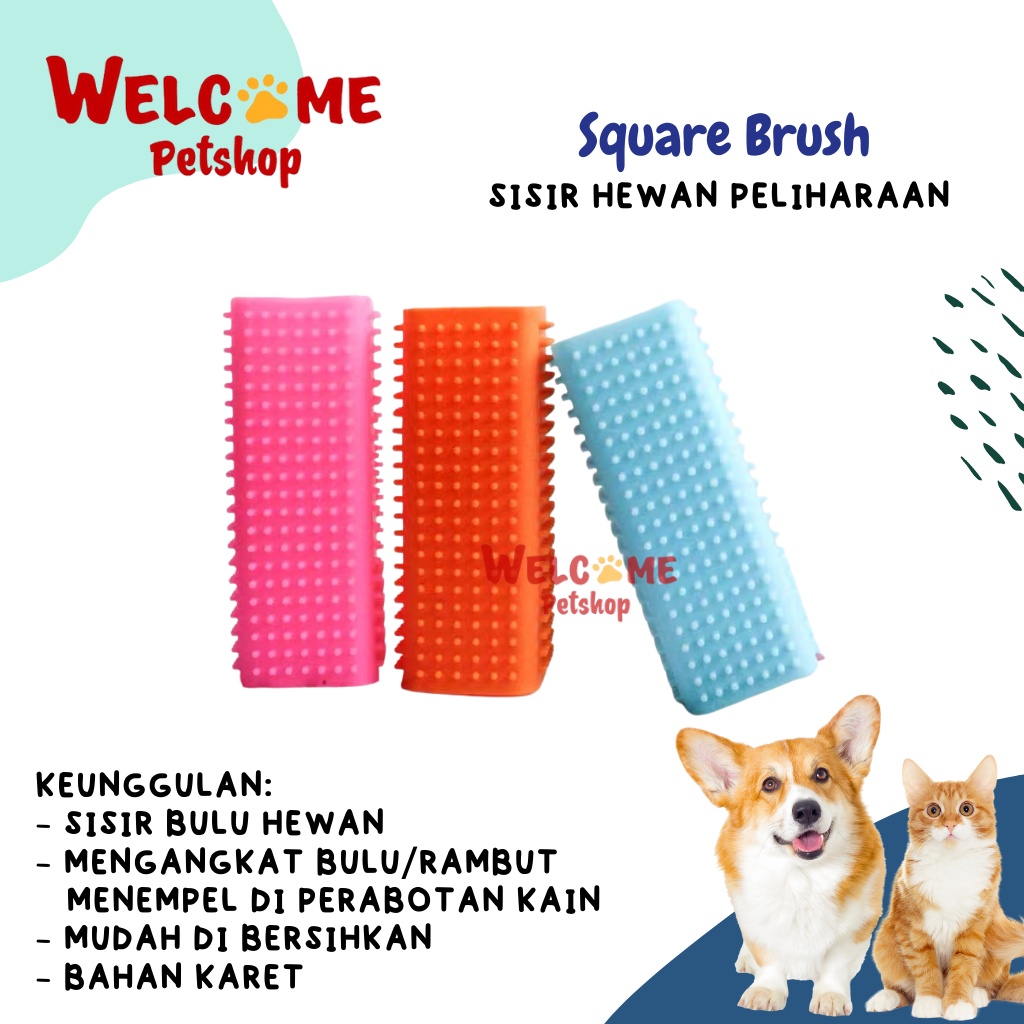 Square Brush Sisir Karet Kotak Bulu Anjing Kucing Kelinci Pet Comb