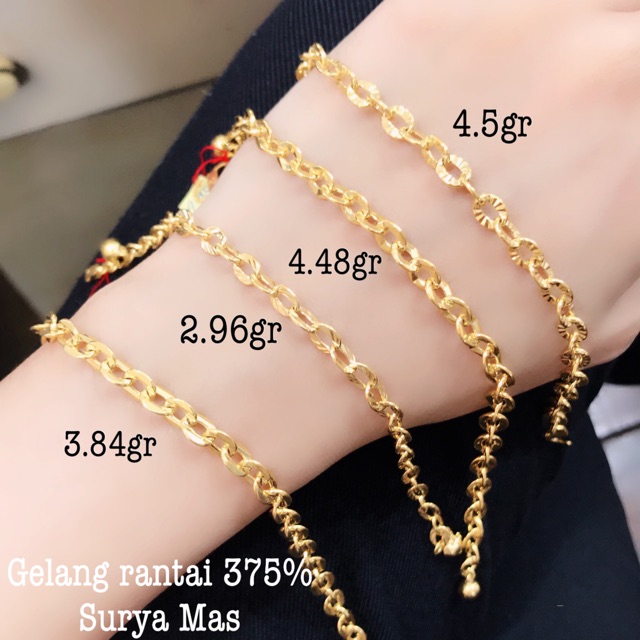 Gelang rantai emas 375%