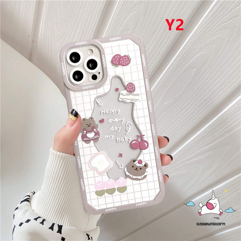 Casing Realme C35 C55 C21 C31 8Pro C25S C15 C11 C3 C20A C20 C12 C35 9i C21Y 10 Pro 8i 8 9 9 Pro C25 5 5S 5i 6i Kartun Lucu Beruang Kelinci Soft Tpu Kue Cherry Bening Penutup Belakang