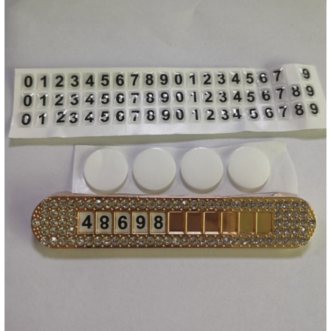 1 Pc Plat Nomor Telpon Magnetik Bentuk Berlian Imitasi Untuk Parkir Mobil Sementara