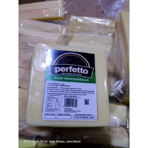 

keju mozzarella perfetto kemasan 250 gram