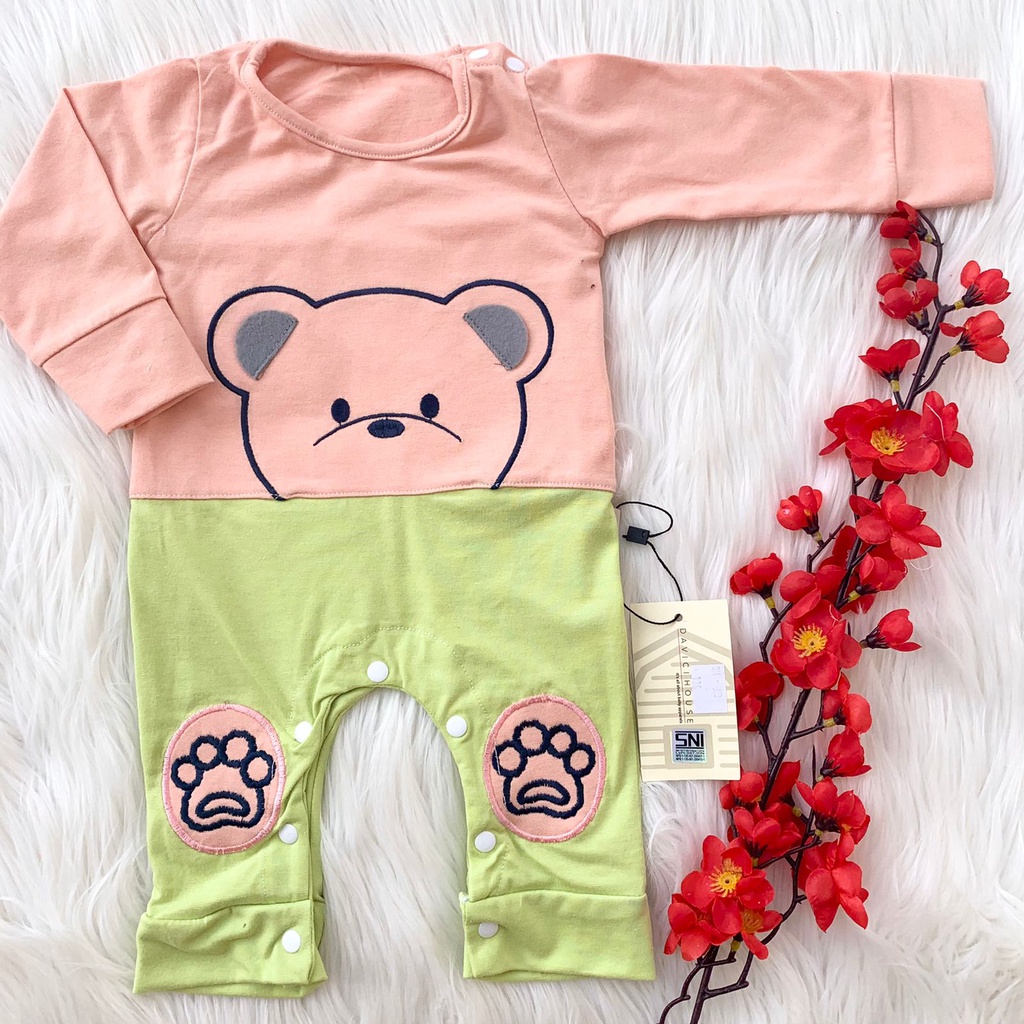 Baju romper panjang bordir lucu babyboy bayi lakilaki cowok pergi jalan dirumah tidur bestseller rom