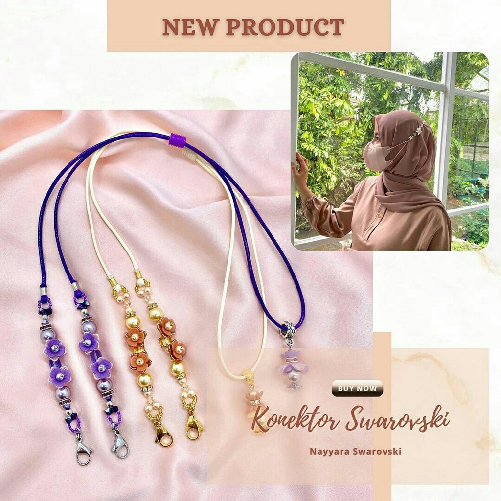 Tali Konektor Strap Masker Swarovski Austria