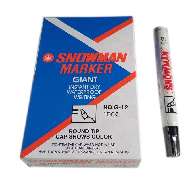 

Qo8Code Spidol Permanent/Permanen SNOWMAN MARKER G12 Hitam | TS(terupdate)R1P8