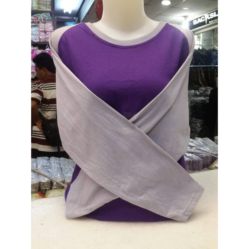 raglan lengan panjang | ungu dan abu PROMO