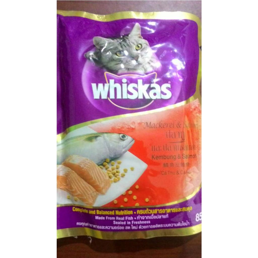 Whiskas pouch banyak variant rasa pakan kucing basah wetfood