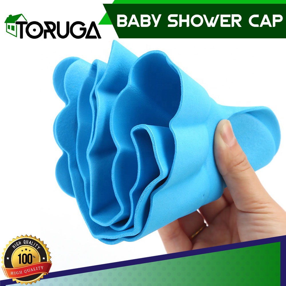 Baby Shower Cap Topi Keramas Anak Bayi Mandi Penutup Pelindung Telinga Mata Shower Hat