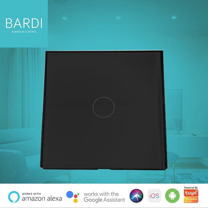 Bardi Smart WiFi Touch Wallswitch - EU 1 Gang (Black)