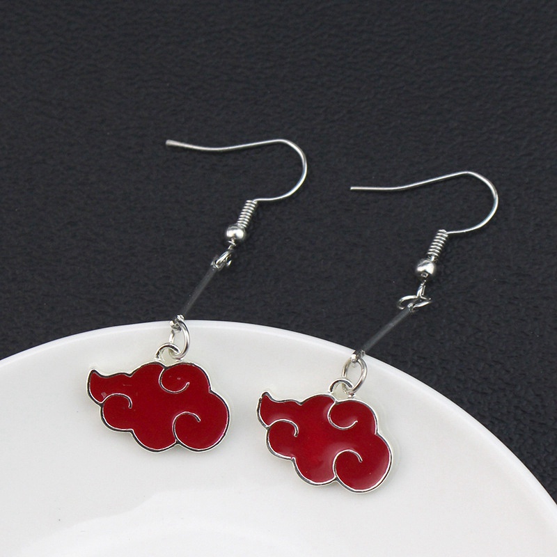 Anime Naruto Jewelry Konoha Earrings For Women Akatsuki Red Cloud Ear Hoops Ninja Darts Dangle Earring Fans Creative Gift