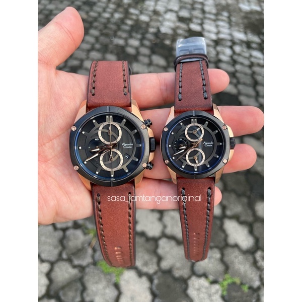 Jam Tangan Alexandre Christie Ac 6589 Original Black Rosegold Couple