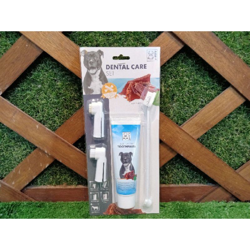 M-Pets Dental Care Set Tooth Paste/Sikat Gigi untuk Anjing beef dan mint