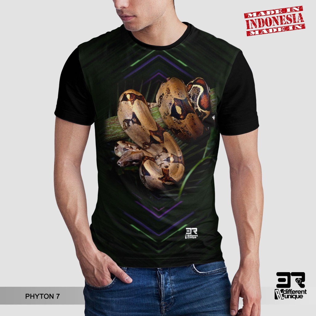 [ COD ] KAOS PRINTING GAMBAR ULAR PYTHON 7 BOA - BAJU DISTRO ORIGINAL MOTIF SNAKE PITON RETIC MOLU B