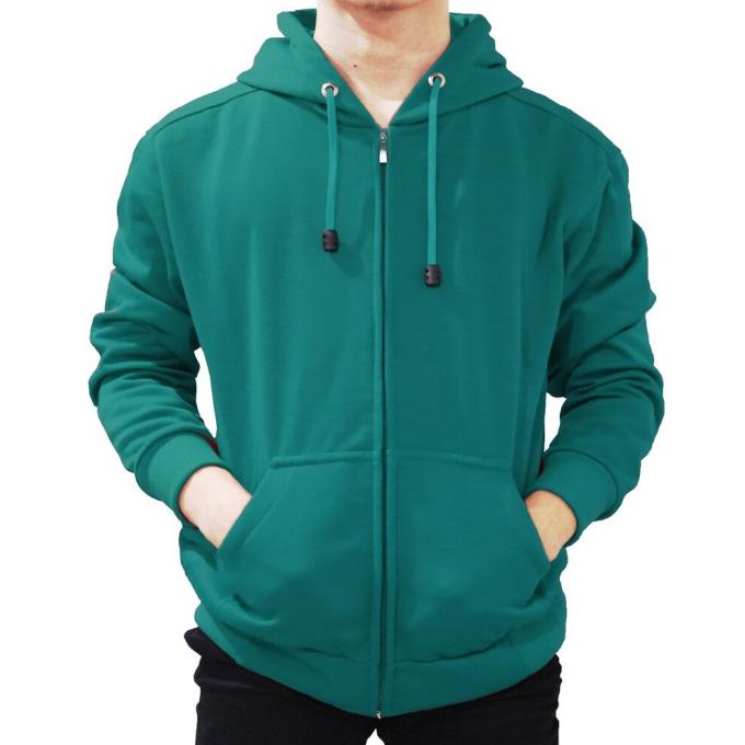 Jaket Hoodie Zipper Polos Hijau Tosca / Toska