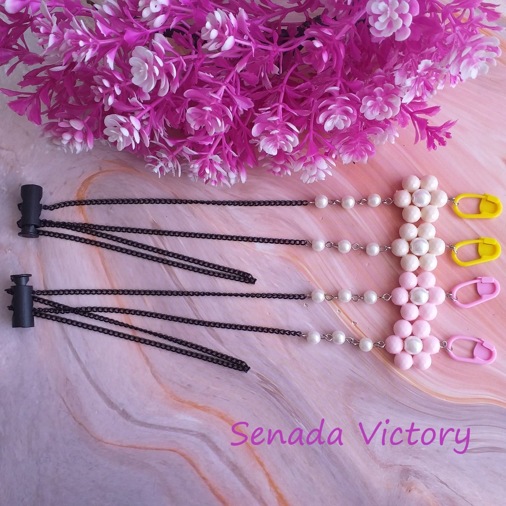 Senada Victory Kalung Masker Bunga Bolong Unik 2 IN 1 Strap Mask Tali Mask Konektor Hijab Adjustable Stopper SKM07