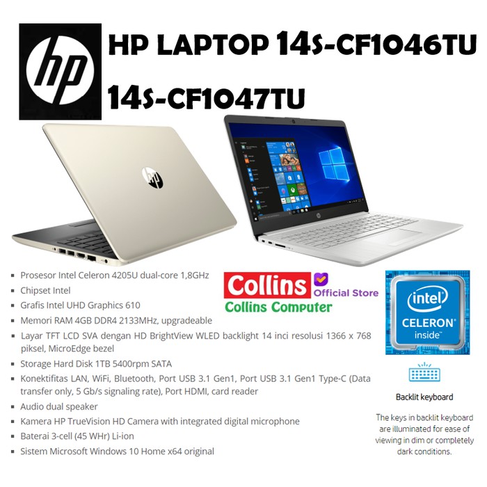 New Produk Laptop Hp 14s Cf1046tu Cf1047tu N4205u 4gb 1tb 14 W10 Backlit Kyboard Shopee Indonesia