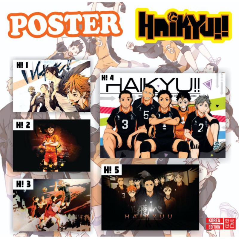 Baru Poster Haikyuu Anime A3 Hinata Shoyo Kageyama Tobio Karasuno