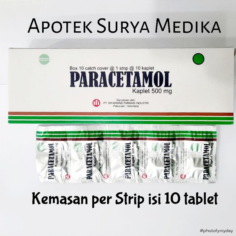Paracetamol 500mg tablet Generik.Harga per strip isi 10 tablet.