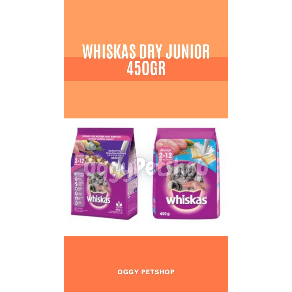 WHISKAS JUNIOR KITTEN FOOD Makanan Kucing Frespack 450GR