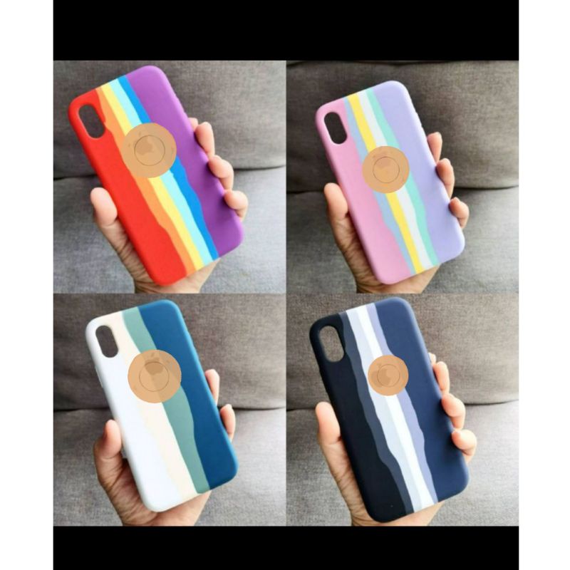 IPHONE XR IP 7+ IP 11 IP 12 Pro Silikon Case New High Quality Rainbow Ori Liquid Pelangi