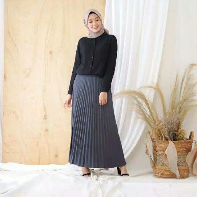 Rok Plisket Bawahan Wanita Flare Skirt Fashion Grosir Terlaris / ROK PLISKET SUPER MAYUNG/ FLARE SKI-Rok plisket- GREY