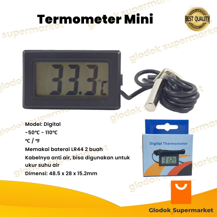 Thermometer Aquarium Digital Probe Alat Ukur Suhu Mini Termometer Waterproof