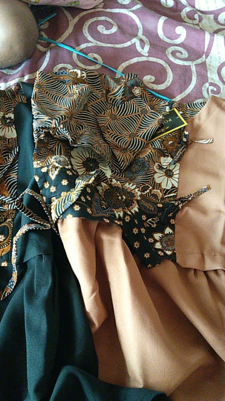 Ori Atasan Blus Batik Wanita Modern Halus Dolby Kombinasi Brokat Polos