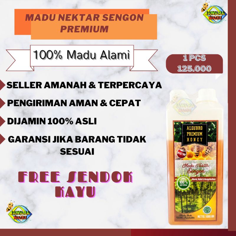 Madu Asli Murni 100% Sengon Premium 1Kg Obat Diabetes Al Qubro AlQubro Al-Qubro