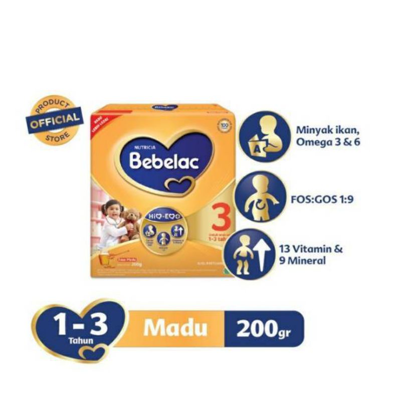Bebelac 3 Rasa Madu 200 gr Batita 1-3 tahun,Nutricia Bebelove Bebelac 3  Susu Formula