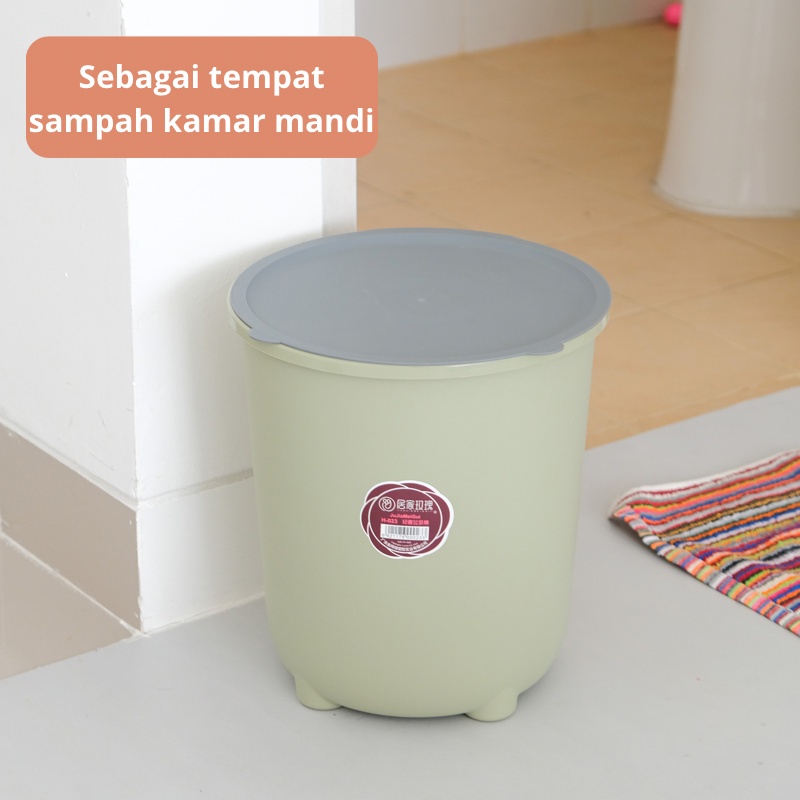 Jual Tempat Sampah Ruang Tamu Tong Sampah Keranjang Sampah Plastik Multifungsi Tong Sampah Bulat 7176