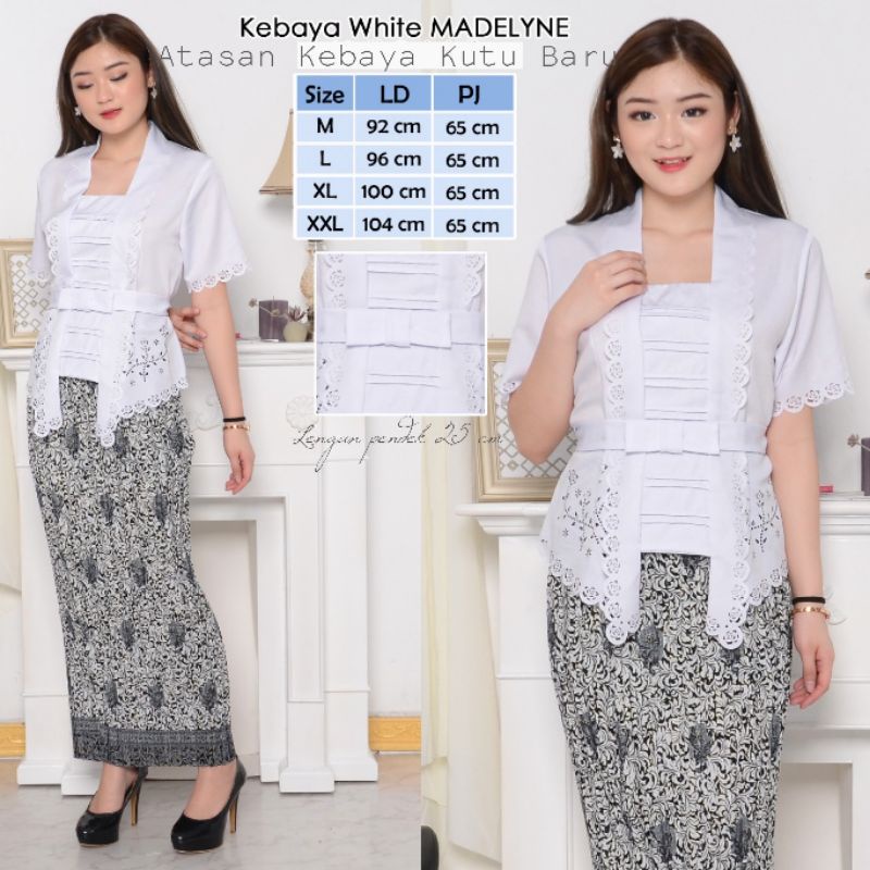 Atasan Kebaya Encim Modern Denaya Putih-2